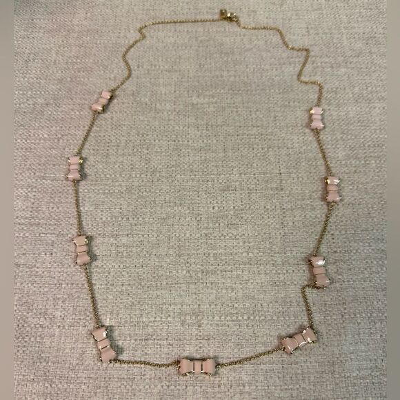 Kate Spade Blush Pink Take A Bow Long Scatter Station Necklace - Picture 3 of 4